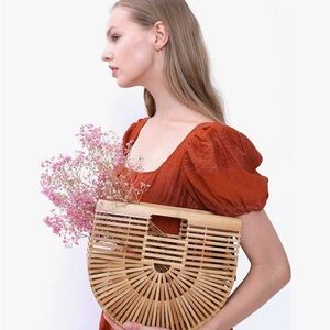 Natural Bamboo Arc Handbag